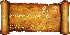 Zsifkovics Kamilla névjegykártya